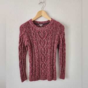 J. Jill Woman's XSP Cable Knit Burgundy Cozy Sweater